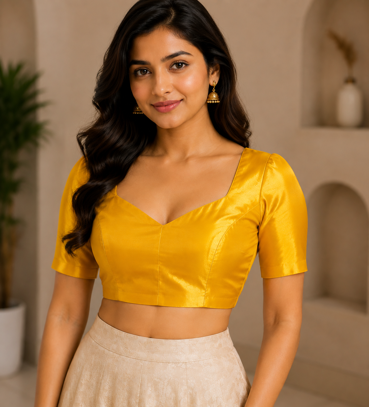 Roman Glass Half-Sleeve Blouse