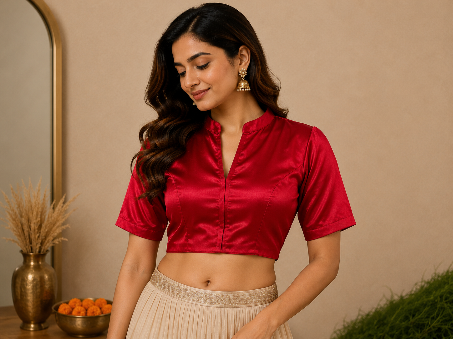 Gajji Silk Blouse with Collar Neck