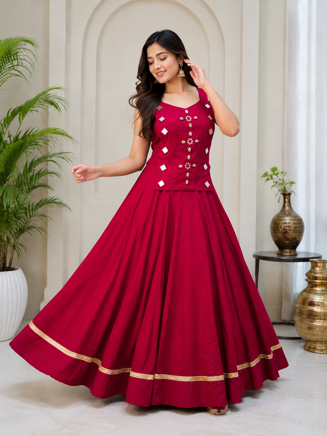 Mirror Work Lehenga Choli Set