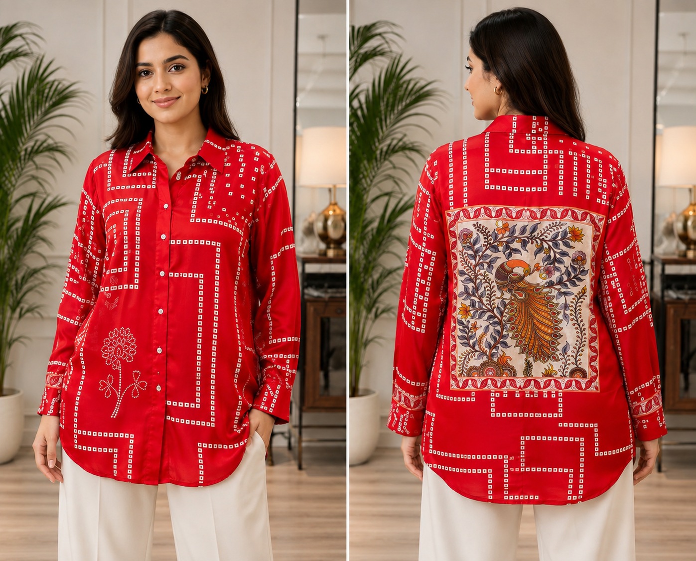 Pure Crepe Bandhani Shirt