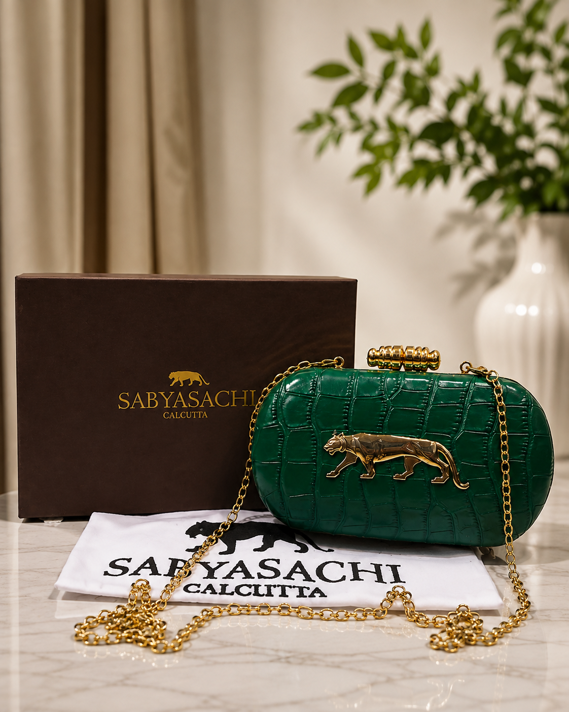 Sabyasachi Croc-Textured Clutch Bag