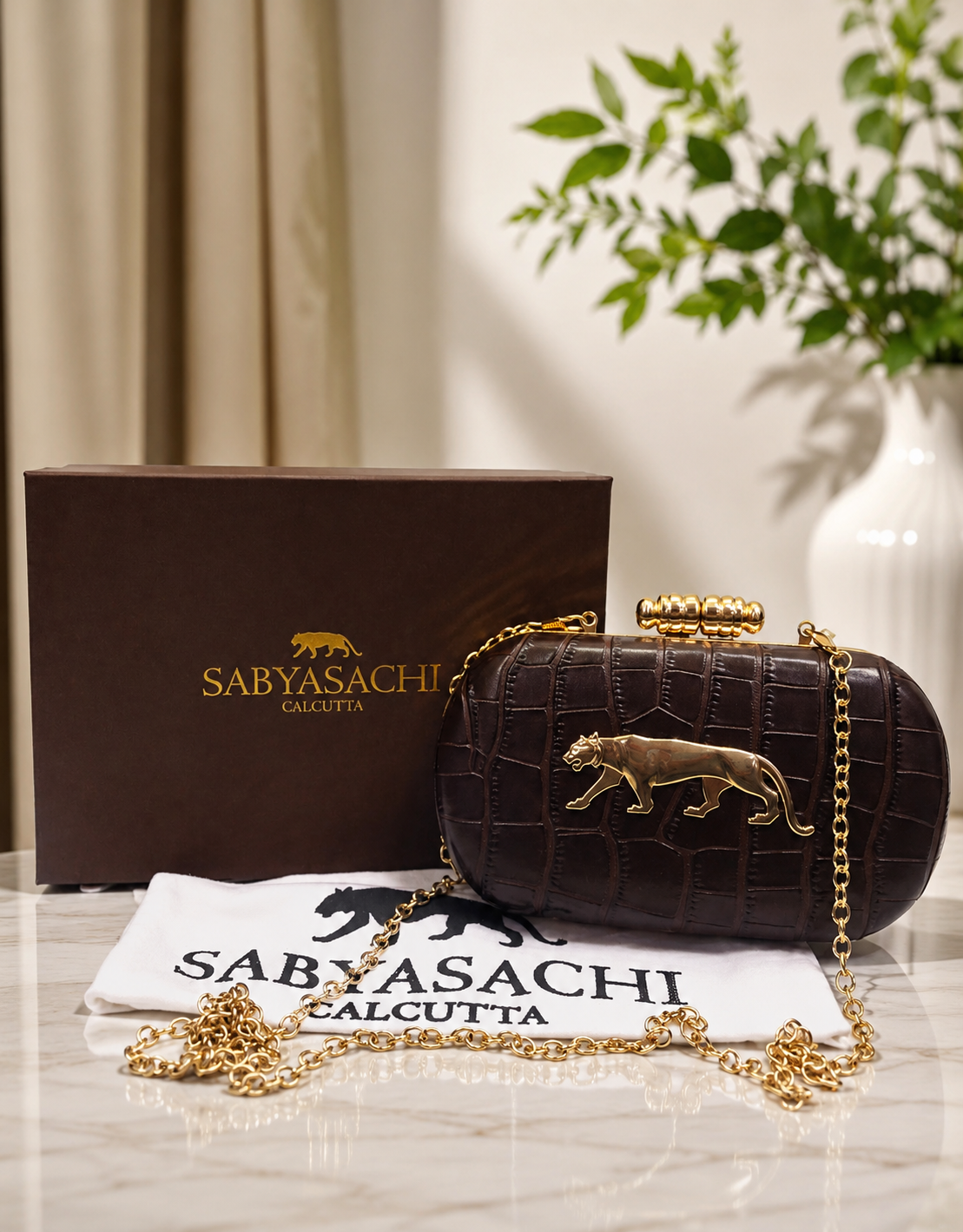 Sabyasachi Croc-Textured Clutch Bag