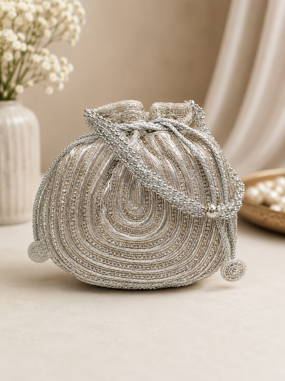 Bridal Handbag with Intricate Zari Potli