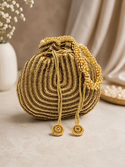 Bridal Handbag with Intricate Zari Potli