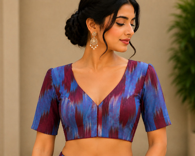 Cotton Blouse with Elastic Corner Detail