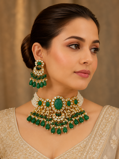 Kundan Choker Necklace Set with Earrings