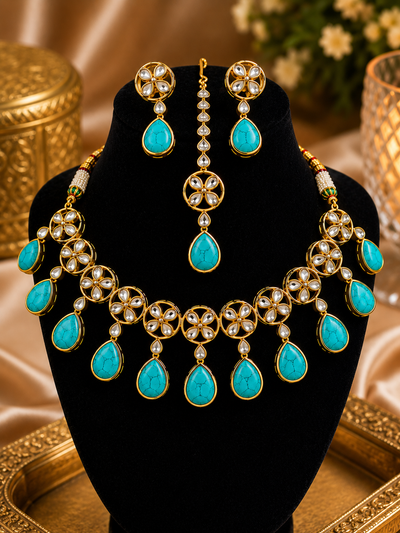 Luxury Gold-Plated Kundan Necklace Set | Bridal & Party Wear Jewelry