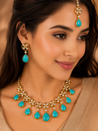Luxury Gold-Plated Kundan Necklace Set | Bridal & Party Wear Jewelry