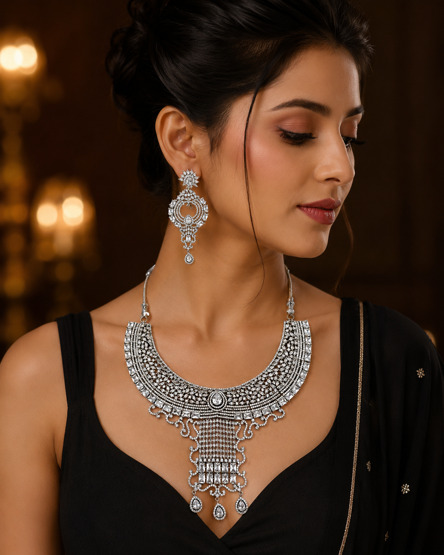 Elegant Oxidised Necklace Set with Matching Earrings