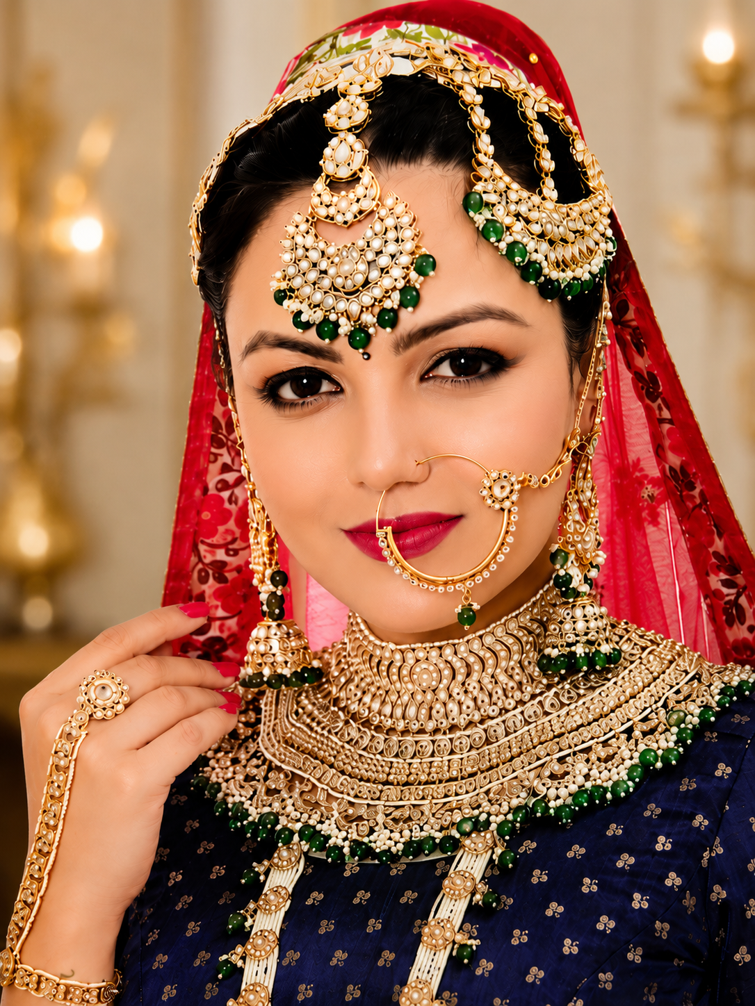 Jewellery Gold Plated Kundan Stone Bridal Set