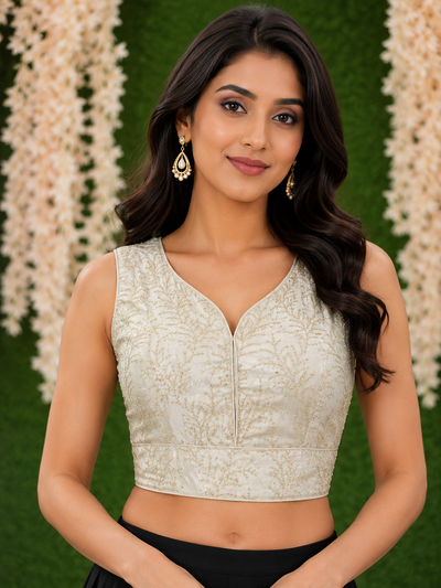 Tissue Shimmer Heavy Embroidered Designer Blouse for Wedding & Party Wear