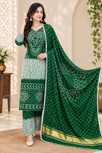 Hand-Dyed Shibori & Rai Bandhej Modal Silk Suit Set | Traditional Tie-Dye Ethnic