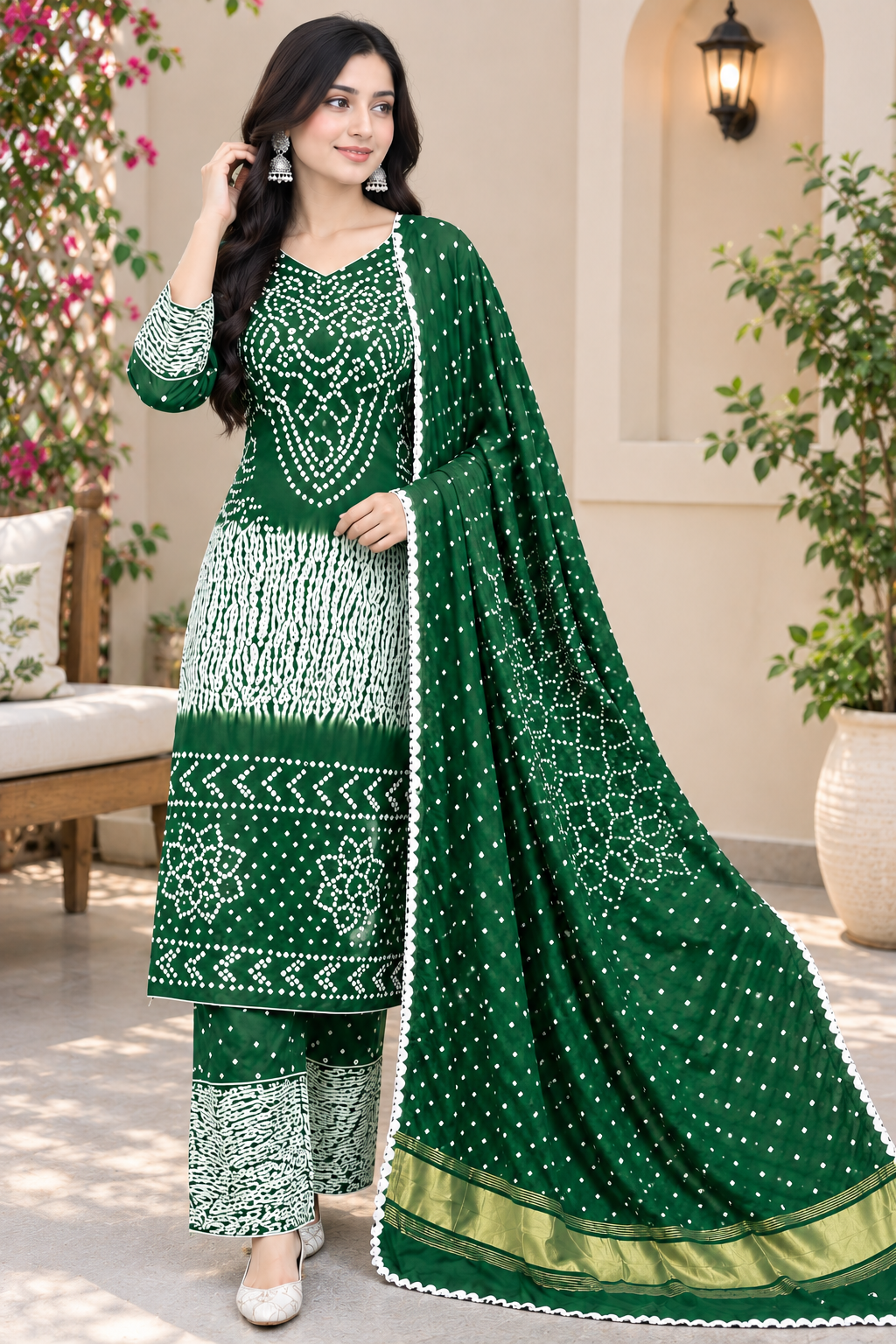 Hand-Dyed Shibori & Rai Bandhej Modal Silk Suit Set | Traditional Tie-Dye Ethnic