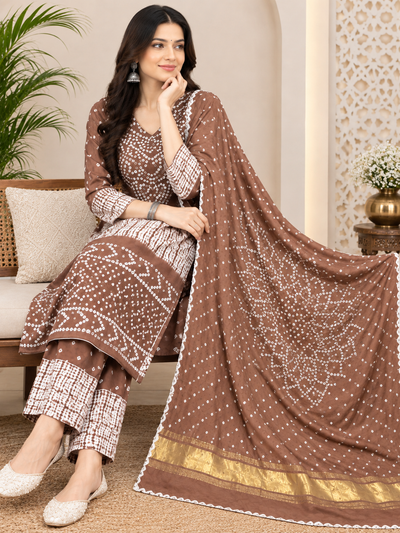 Hand-Dyed Shibori & Rai Bandhej Modal Silk Suit Set | Traditional Tie-Dye Ethnic