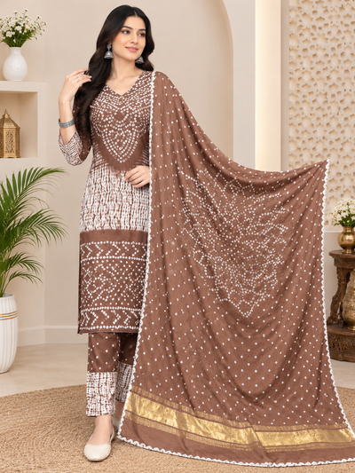 Hand-Dyed Shibori & Rai Bandhej Modal Silk Suit Set | Traditional Tie-Dye Ethnic