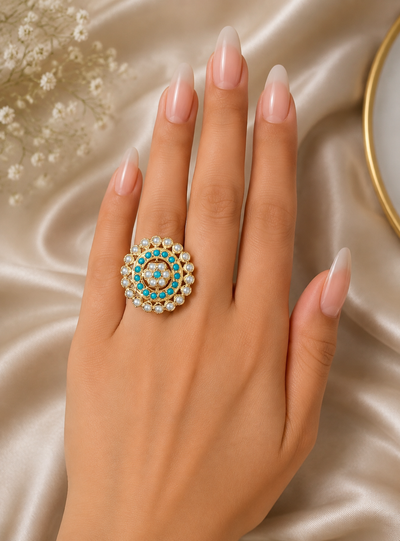 Adjustable Pearl Stone Finger Rings for Women | Elegant Indian Jewelry USA