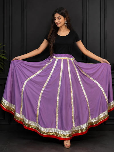 Flared Skirt with Golden Detailing & Red Border