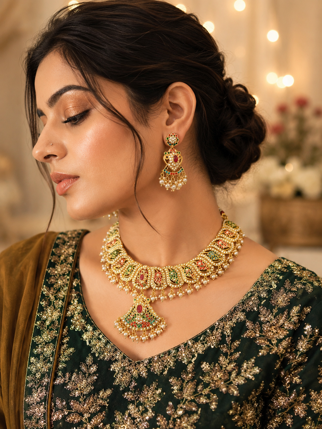 Jadau Necklace | Bridal Jadau Jewellery | Elegant Indian Jewellery