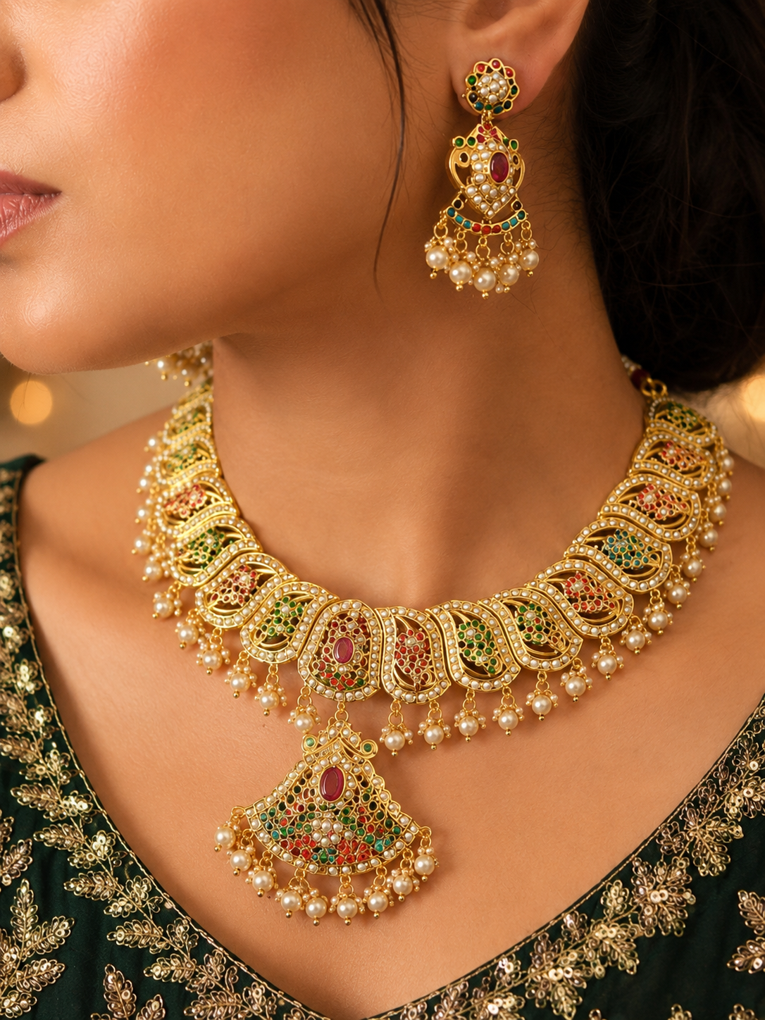 Jadau Necklace | Bridal Jadau Jewellery | Elegant Indian Jewellery