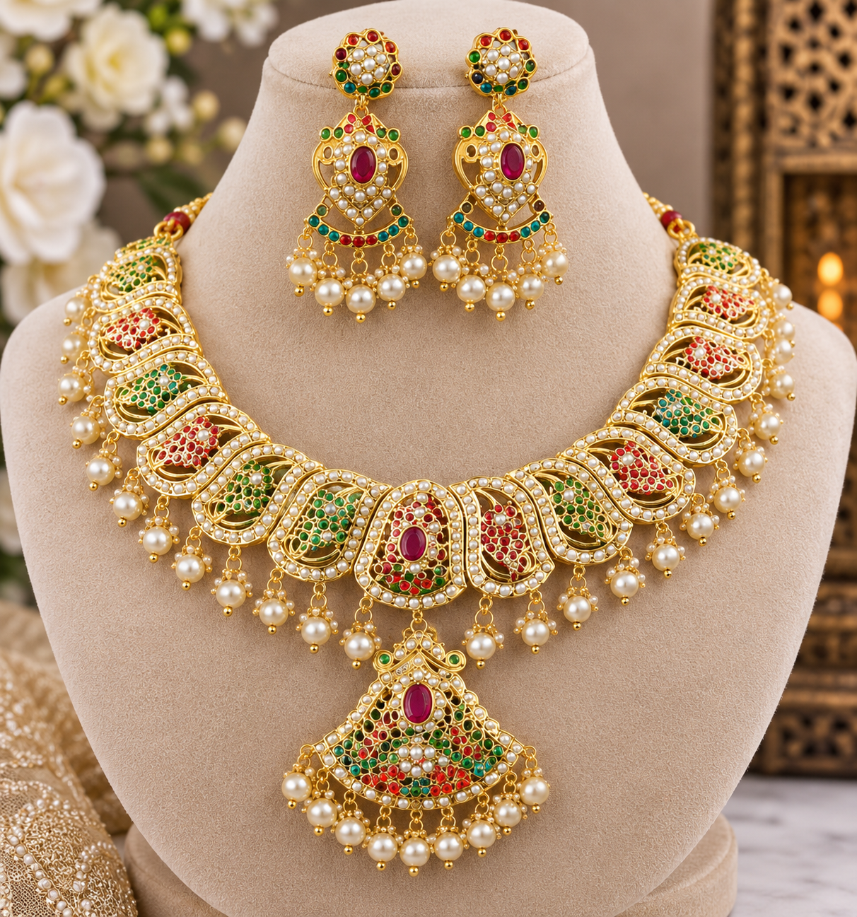 Jadau Necklace | Bridal Jadau Jewellery | Elegant Indian Jewellery