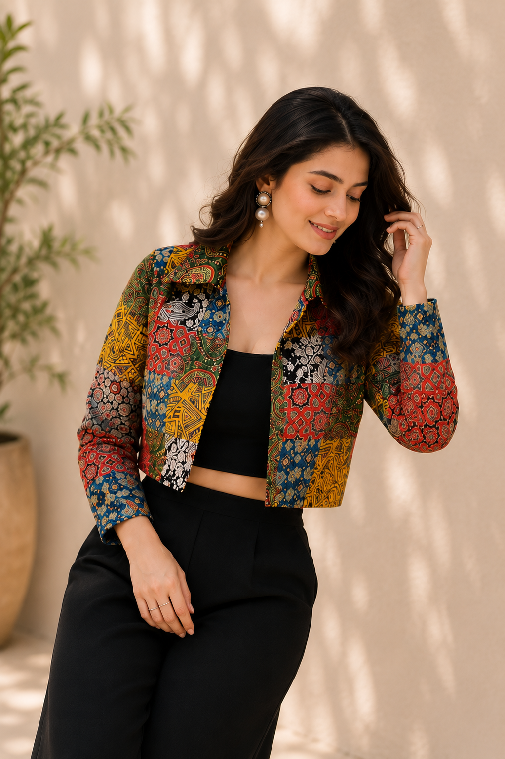 Premium Modal Silk Handblock Ajrakh Print Jacket