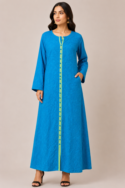 Lucknowi Chikankari Chanderi Long Kurti with Full Embroidery