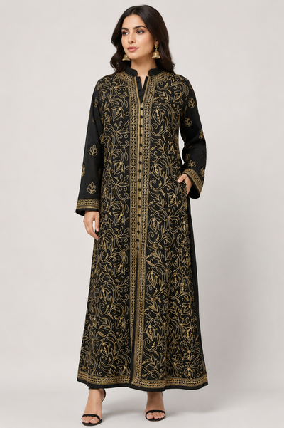 Lucknowi Chikankari Chanderi Long Kurti with Full Embroidery