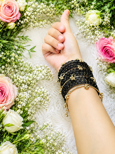 Elegant Glass Bangles Set with Traditional Ghungroo Bangles