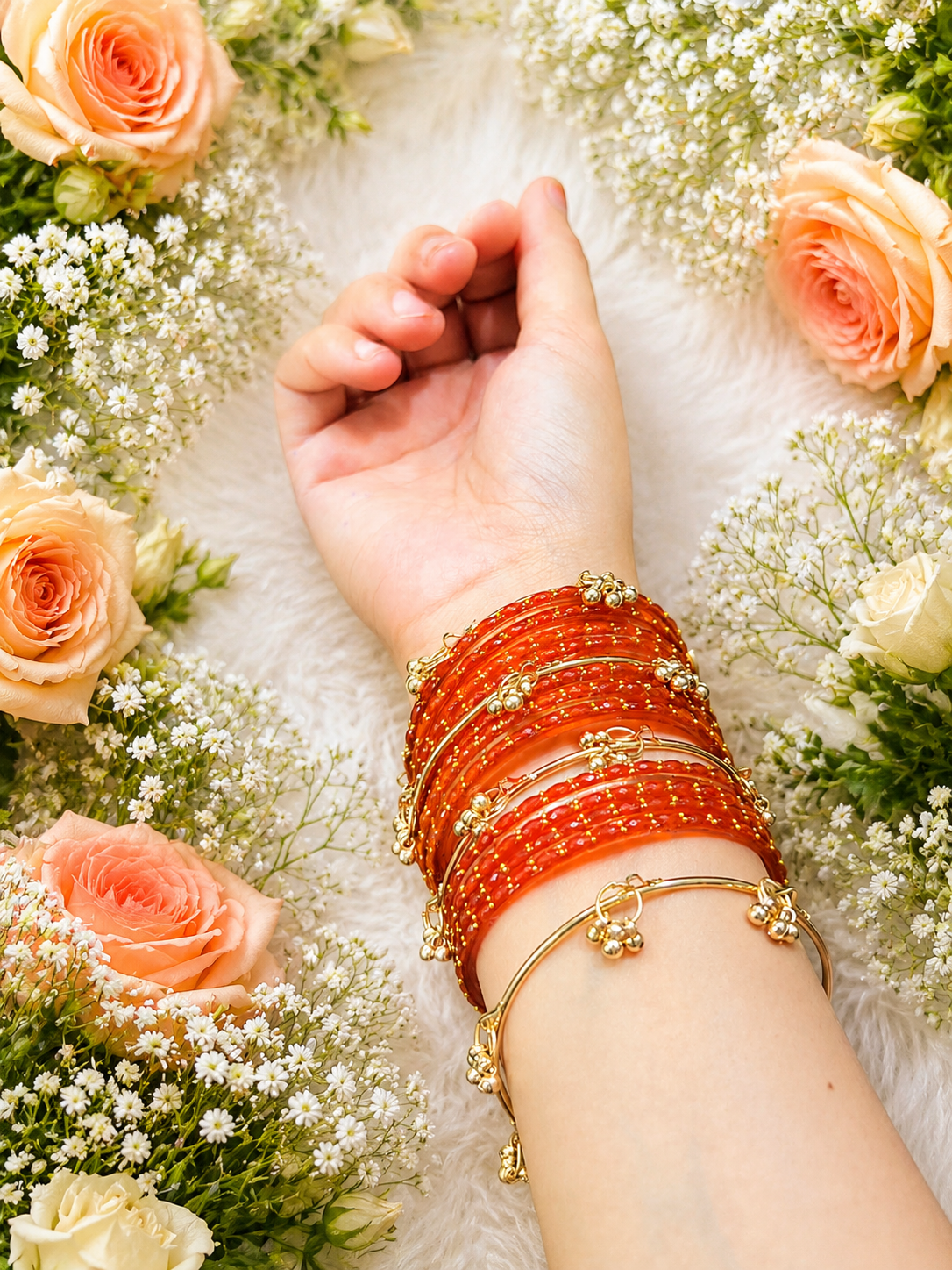 Elegant Glass Bangles Set with Traditional Ghungroo Bangles