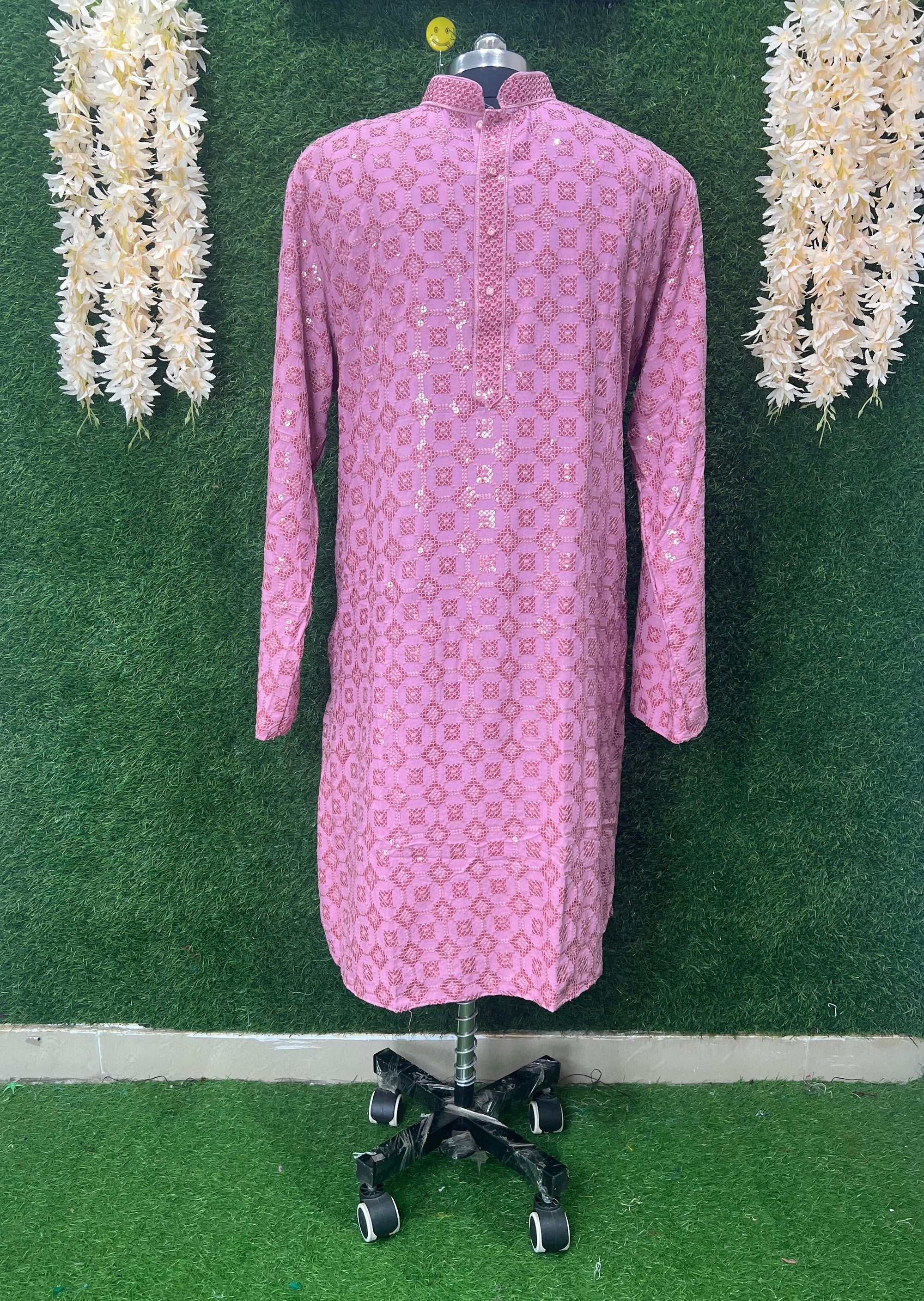 Chikankari Kurta Set, enhanced with elegant sequin work. Designed for those who appreciate timeless style and refined detail