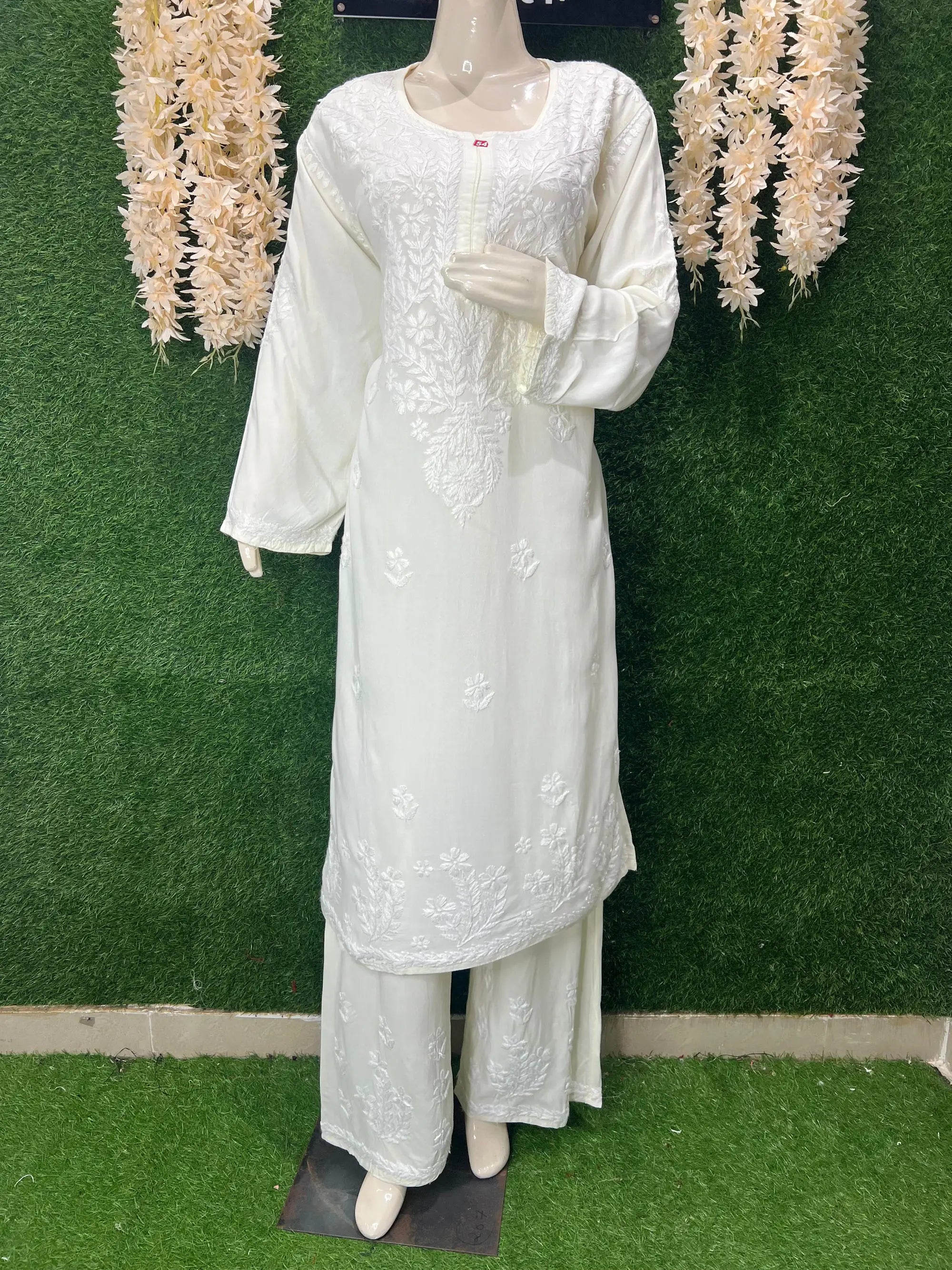 Lucknowi Chikankari Rayon Plus Size Co-Ord Set