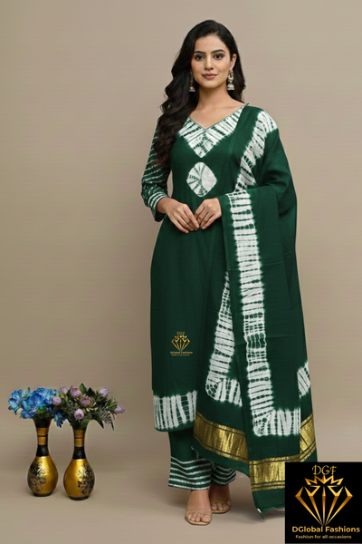 Hand Dyed Shibori Unstitched Suit Set in Modal Silk