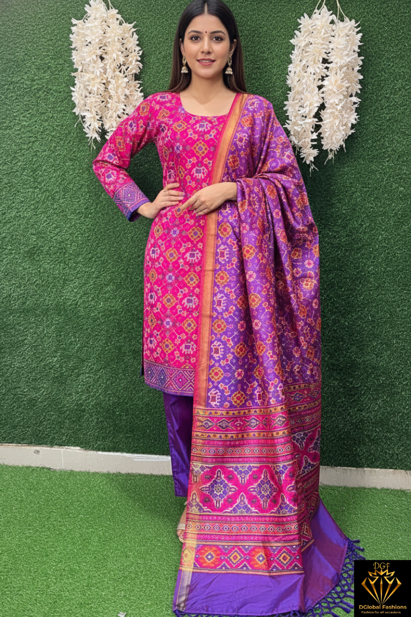 Patola Suit Set with Matching Dupatta