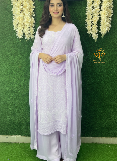 Lucknowi Chikankari Handwork Dupatta with Pulp & Cutdana Embellishment