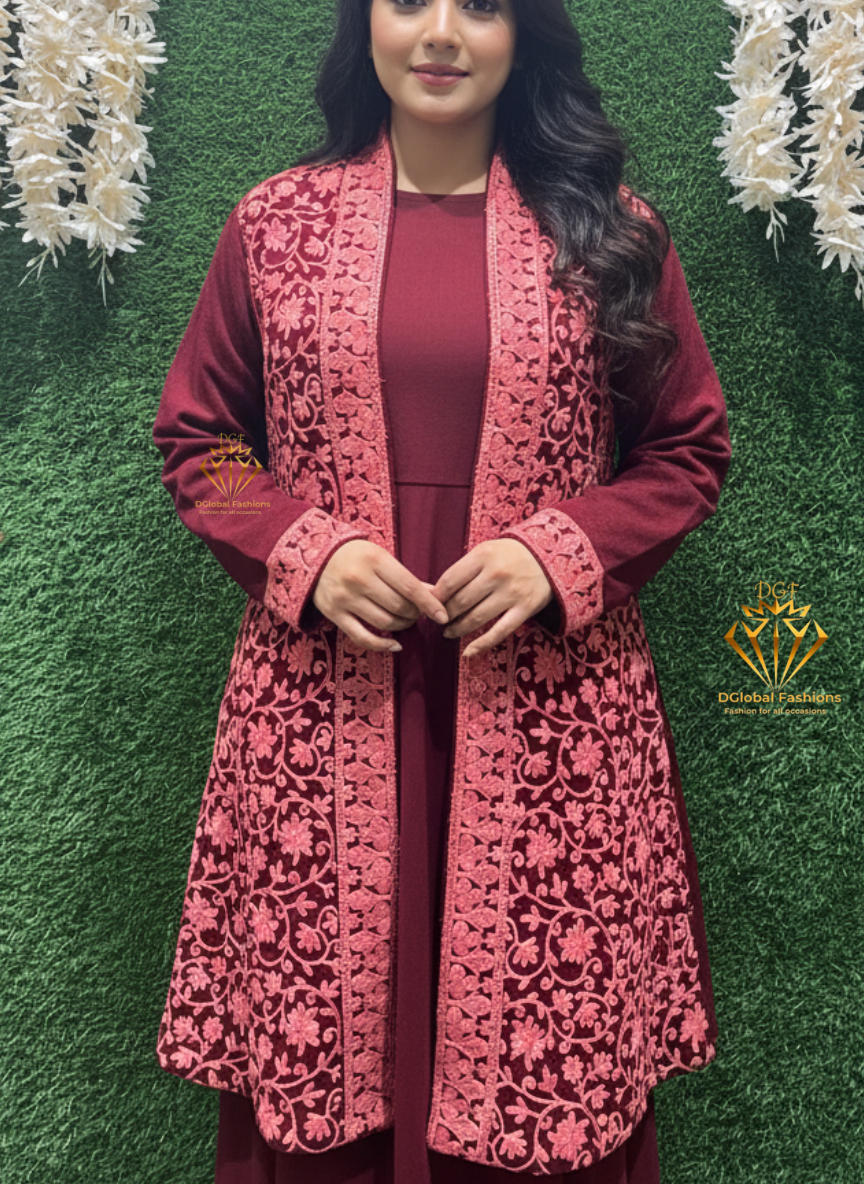 Kashmiri Woollen Embroidered Shrug – Handcrafted Winter Elegance
