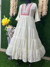 Graceful Cotton Gown with Real Mirror Work & Floral Booti Embroidery