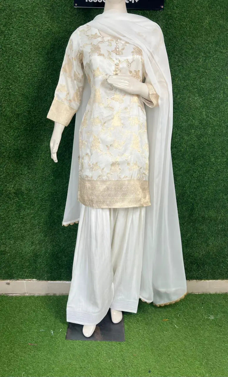 Farshi Shalwar 3-Piece Banarasi Suit Set