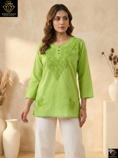 Lucknowi Chikankari Dobby Short Top
