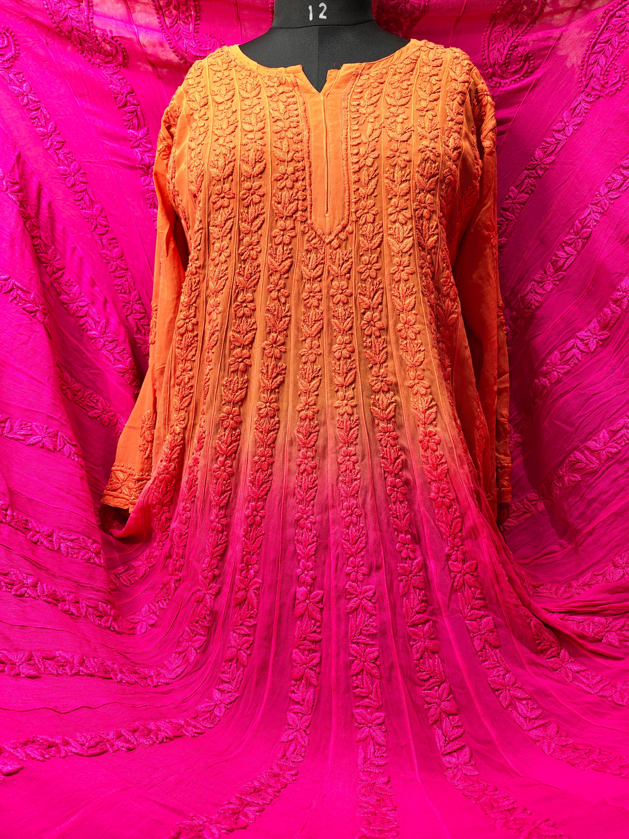 Lucknowi Chikankari Ombré-Dyed Georgette Anarkali Suit