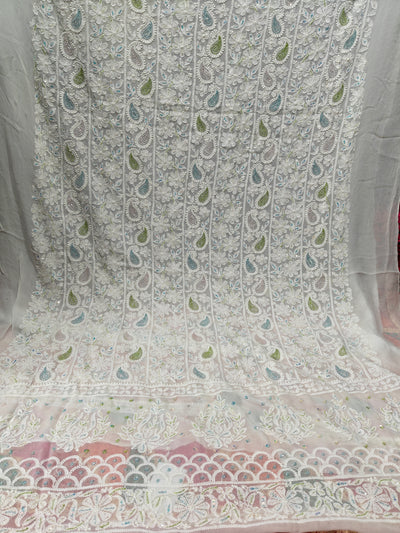 Lucknowi Chikankari Kurta with Cutdana & Sequin Hand Embroidery