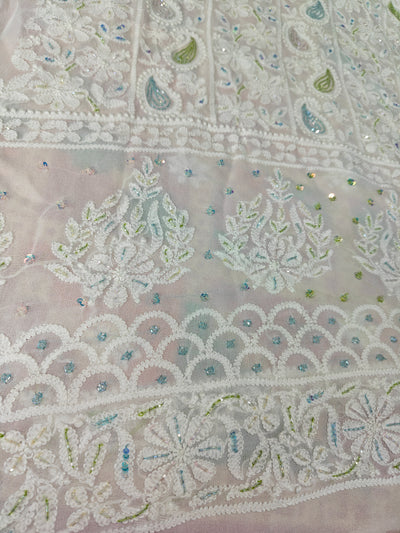 Lucknowi Chikankari Kurta with Cutdana & Sequin Hand Embroidery