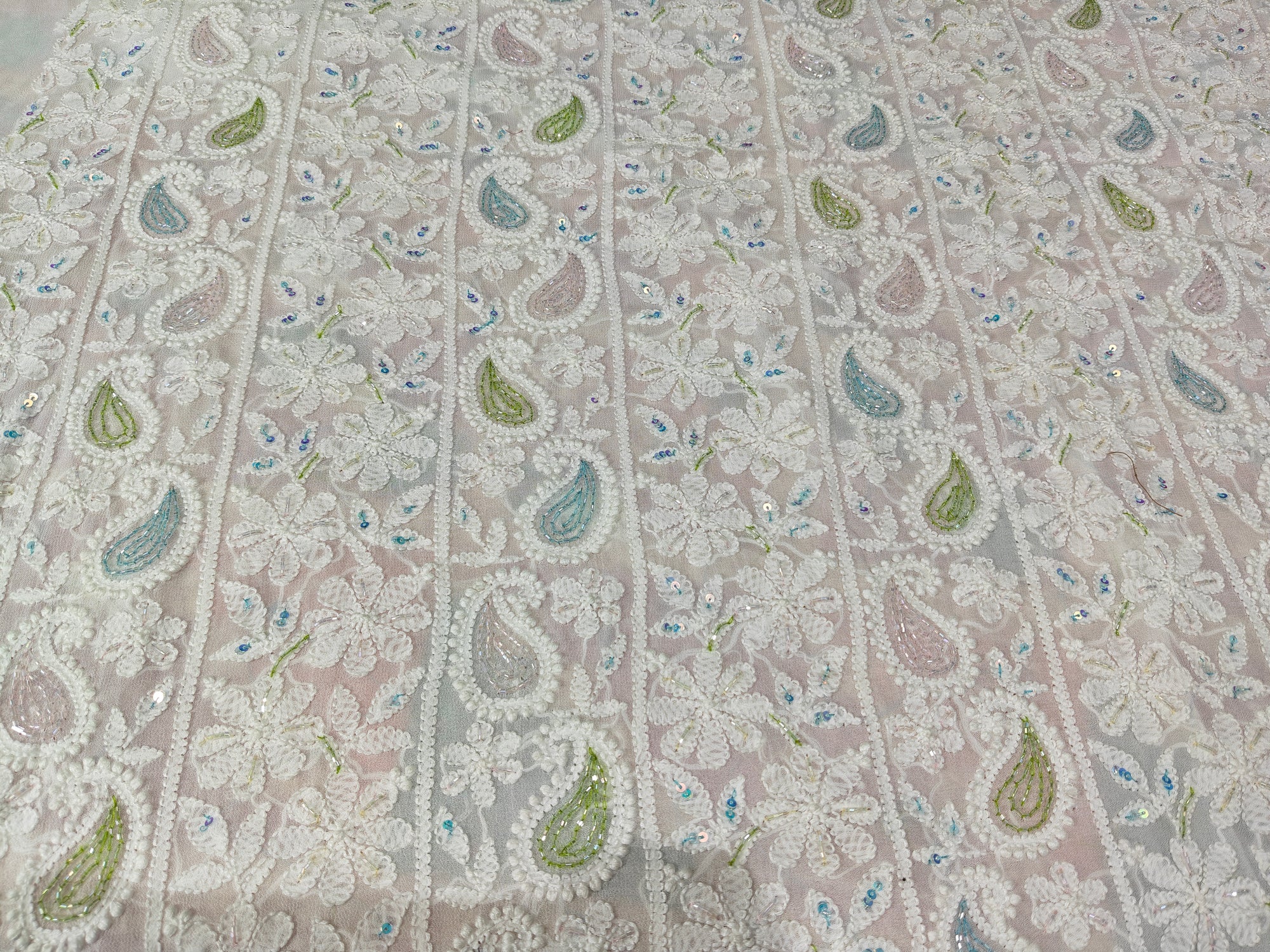 Lucknowi Chikankari Kurta with Cutdana & Sequin Hand Embroidery