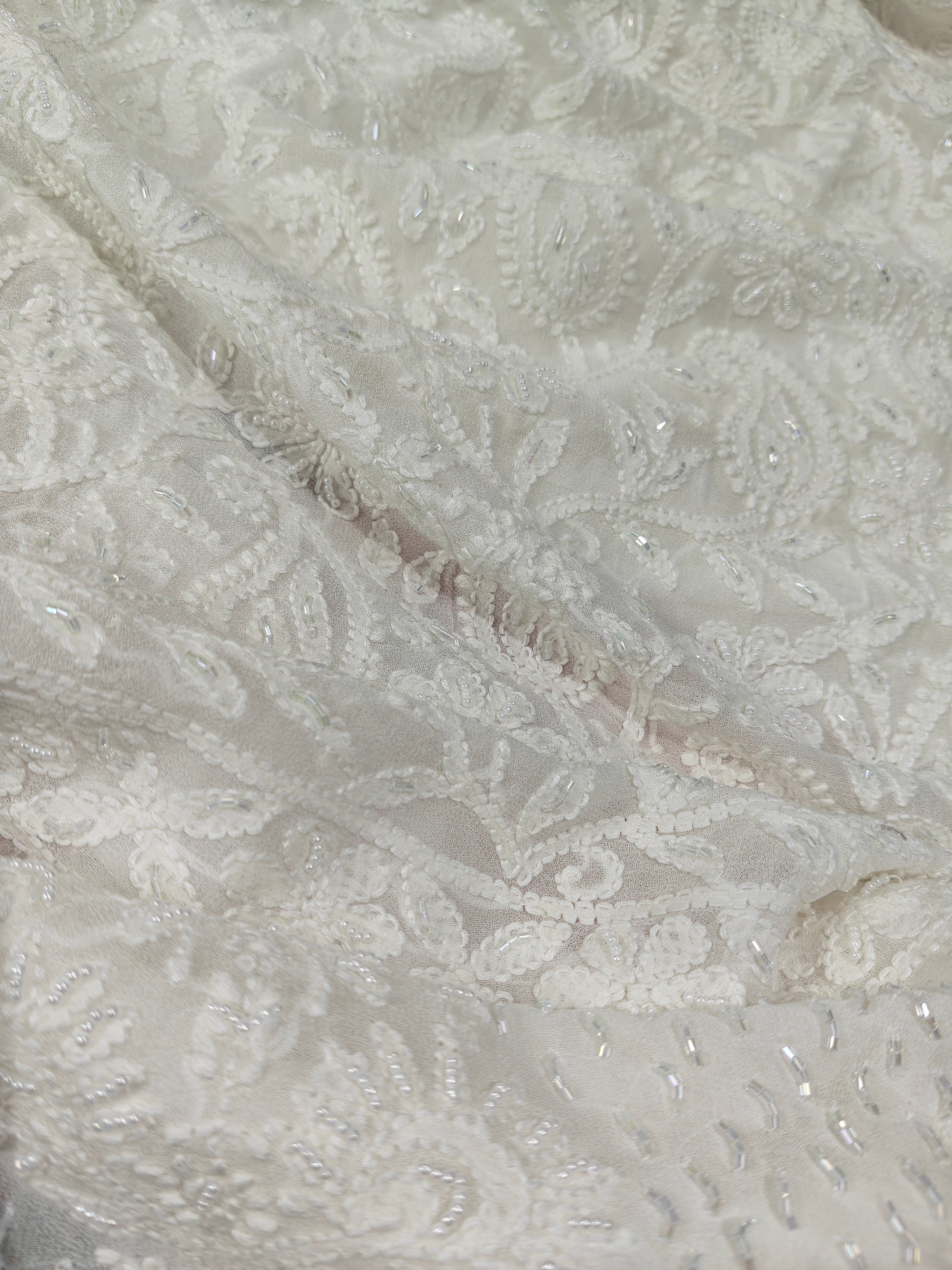 Lucknowi Chikankari Viscose Georgette (3-Piece Set) with Handwork Pearl & Cutdana Embroidery