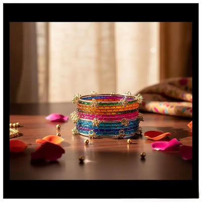 Kashmiri Ghungroo Bangles Set Multicolor Designer Chudi