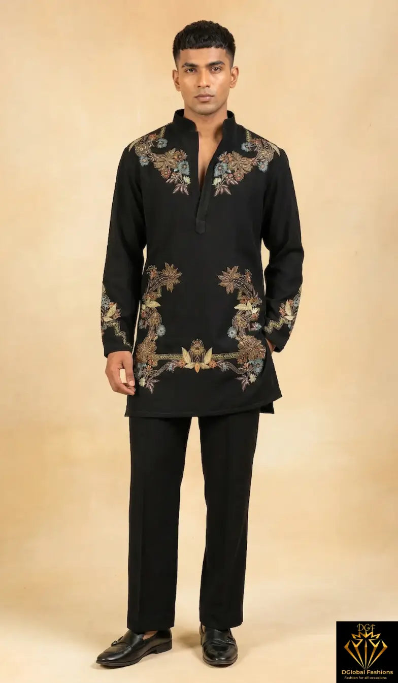 Kapil Sharma Inspired Signature Look – Embroidered Kurta Set with Wide-Leg Trousers