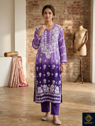 Lucknowi Chikankari Georgette Kurti