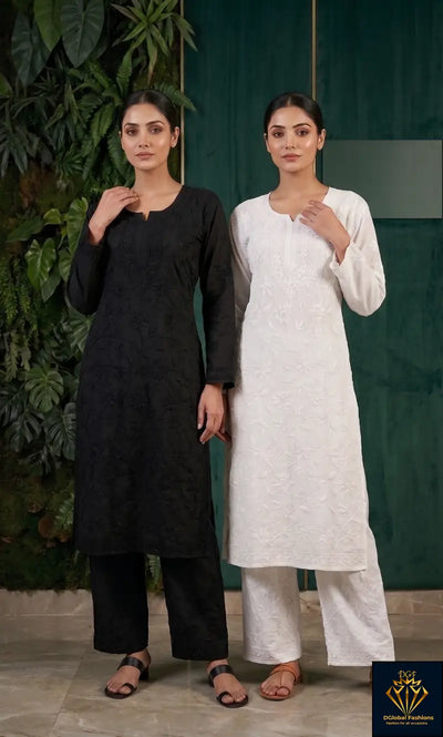Lucknowi Chikankari Co-Ord Set with Full Jaal Hand Embroidery