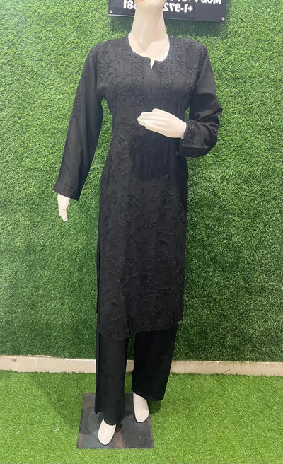 Lucknowi Chikankari Co-Ord Set with Full Jaal Hand Embroidery