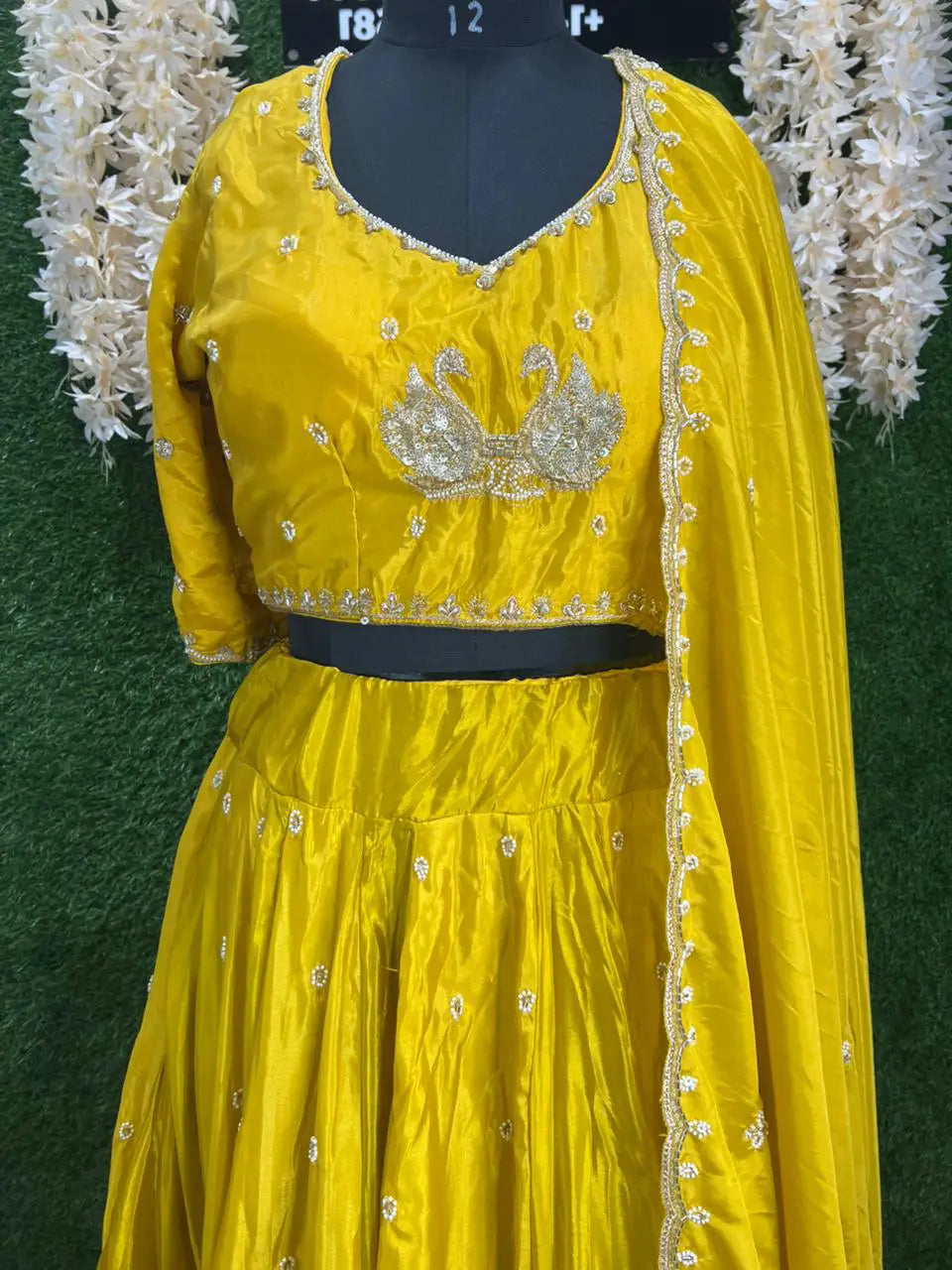 Silk Lehenga Set with Intricate Embroidery and Dupatta