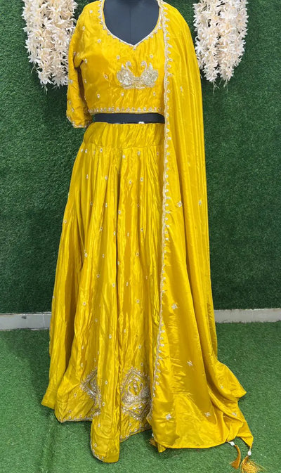 Silk Lehenga Set with Intricate Embroidery and Dupatta